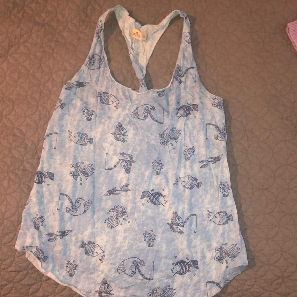 Hollister Sea Fish Twisted Back Tank Top.